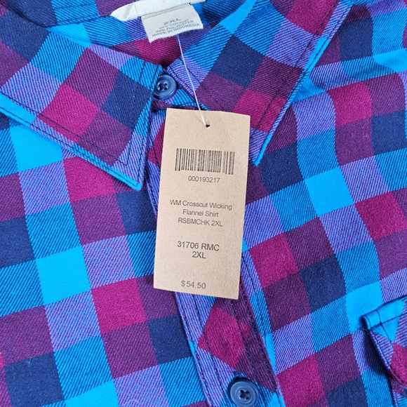 Duluth Trading Co WM Crosscut Wicking Flannel Shirt RSBMICHK 2XL Blue Plaid - Picture 4 of 8